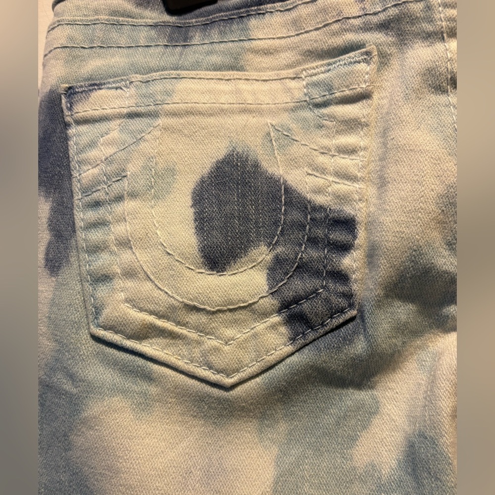 True Religion Blue and White Tie-Dye Jeans 25 - Picture 7 of 10